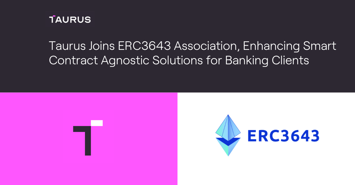 taurus logo on pink background, erc3643 association logo on white background