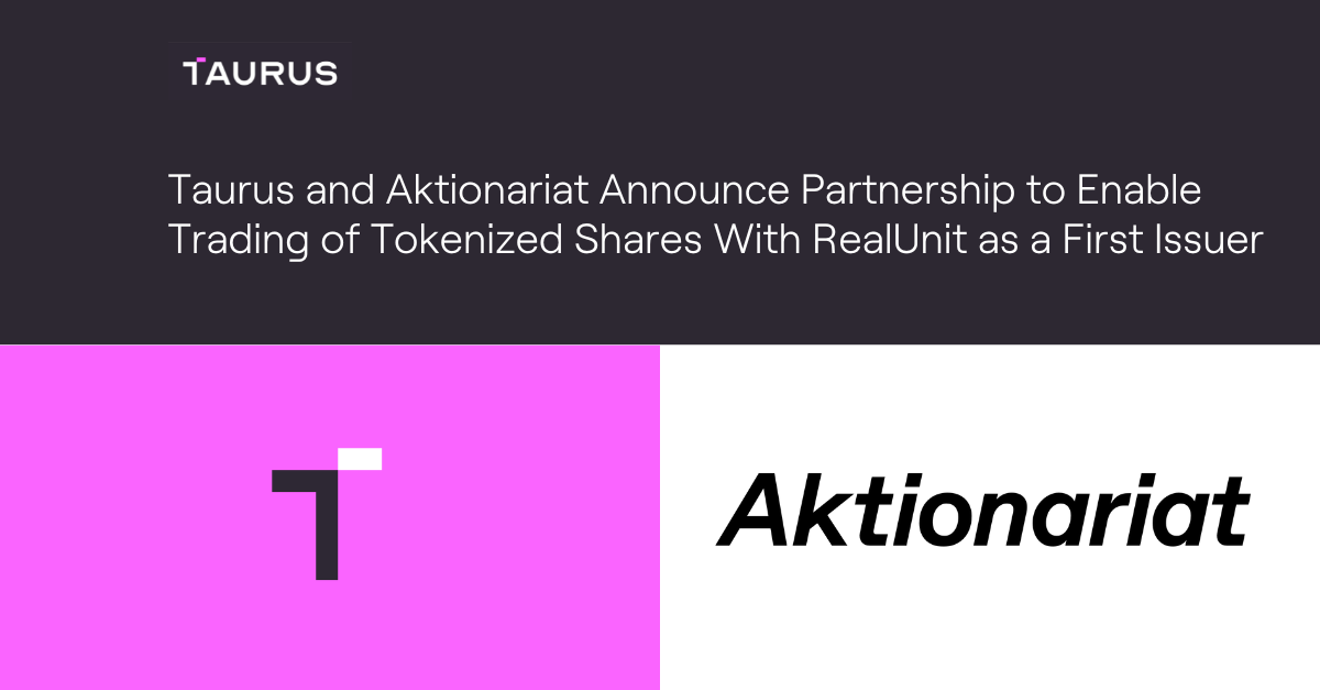 taurus logo on pink background next to aktionarat logo on white background