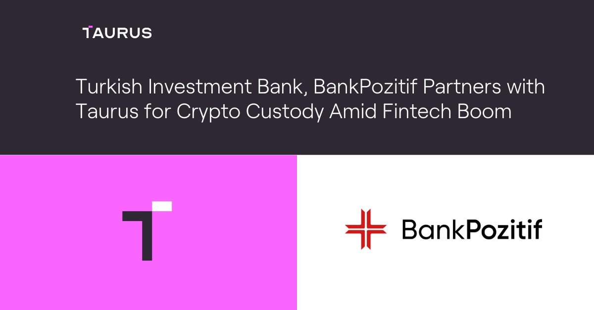 taurus logo on pink background next to bankpozitif logo on white background