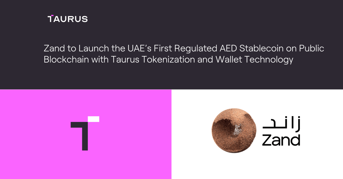 taurus logo on pink background next to zand logo on white background