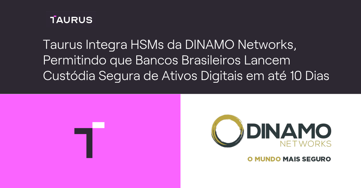 taurus logo on pink background next to dinamo networks logo on white background
