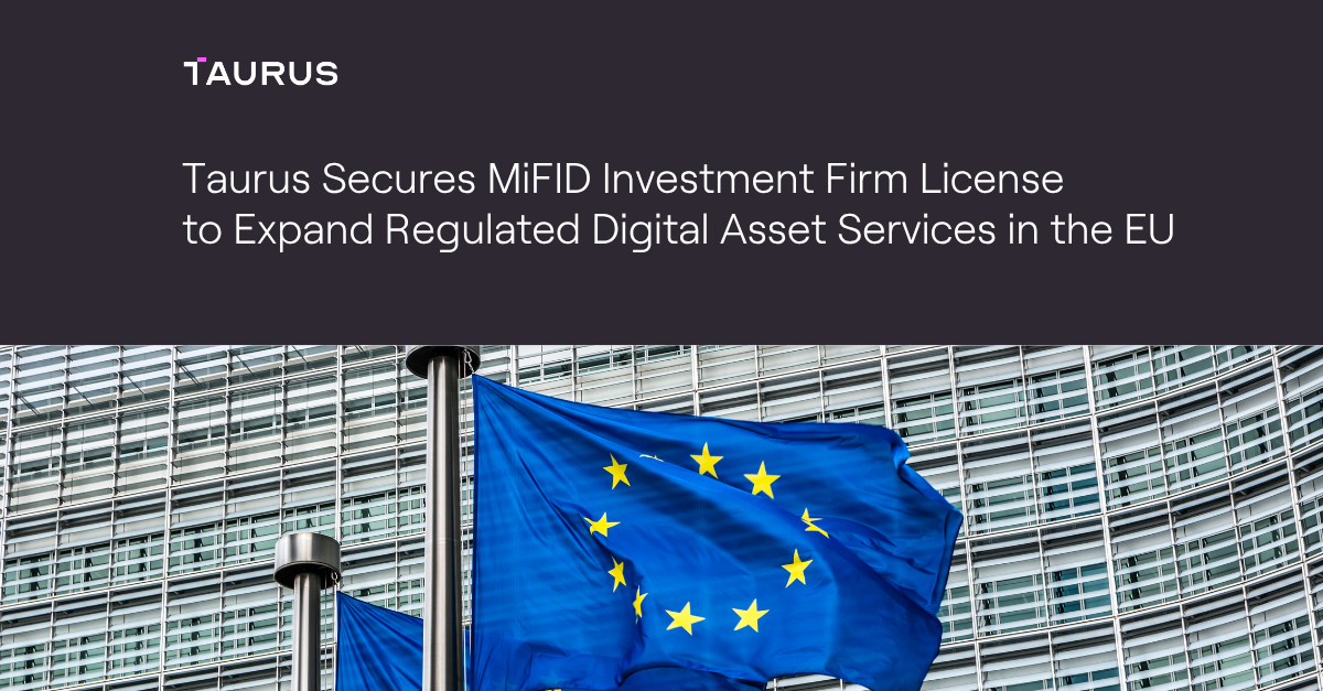 taurus logo on dark background next to the european union flag