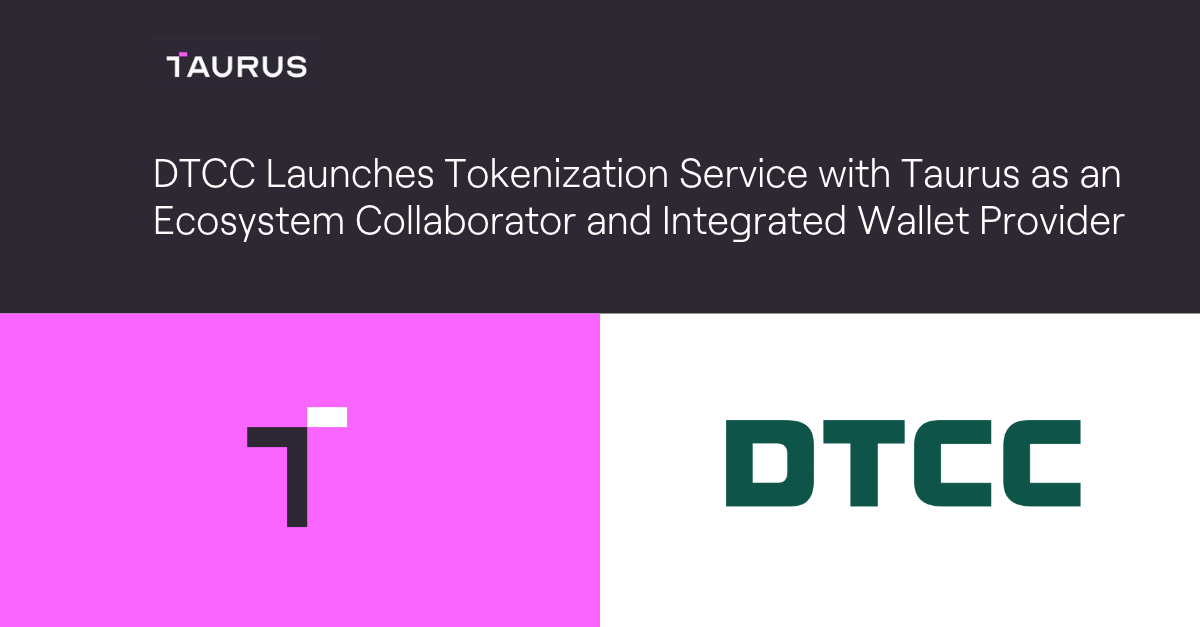 taurus logo on pink background next to dtcc logo on white background