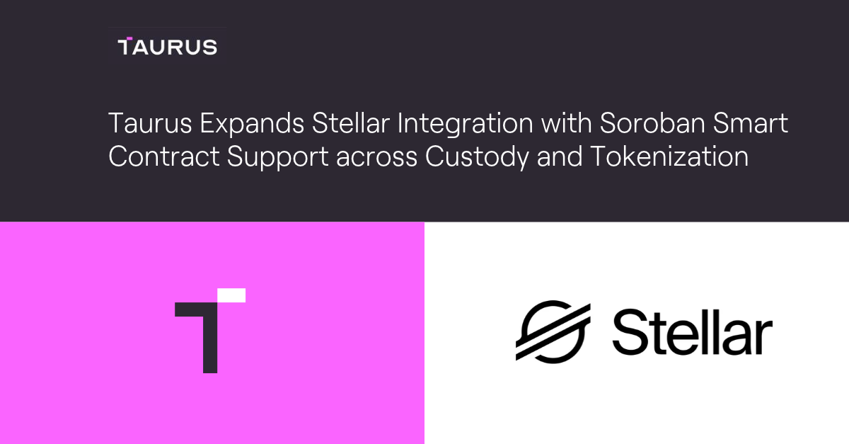 taurus logo on pink background next to stellar logo on white background