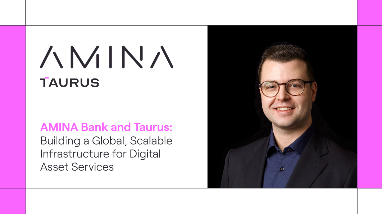 taurus logo next to amina logo on white background